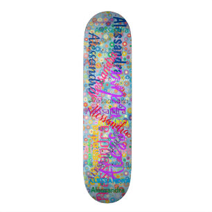Girly Namn Collage Skateboard med blommor