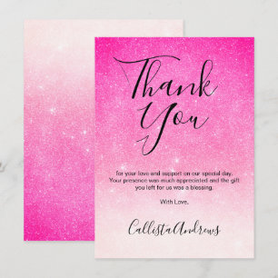 Girly Neon Rosa White Glitter Ombre Tack Kort