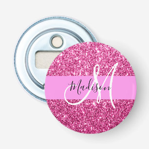 Girly och Glam Shock rosa Glitter Sparkles Monogra Flasköppnare