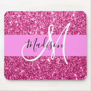 Girly och Glam Shock rosa Glitter Sparkles Monogra Musmatta
