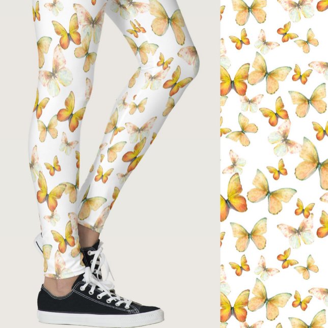 Girly orange butterfly whimsical patterned leggings (Skapare uppladdad)
