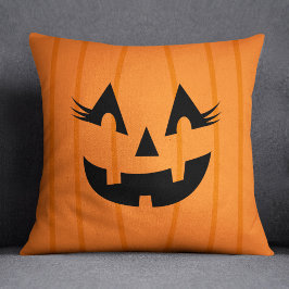 Girly Orange Jack o lantern Pumpkin Ansikte Hallow Kudde
