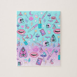 Girly Pastel Goth Witchy Kawaii Cute Mönster Pussel