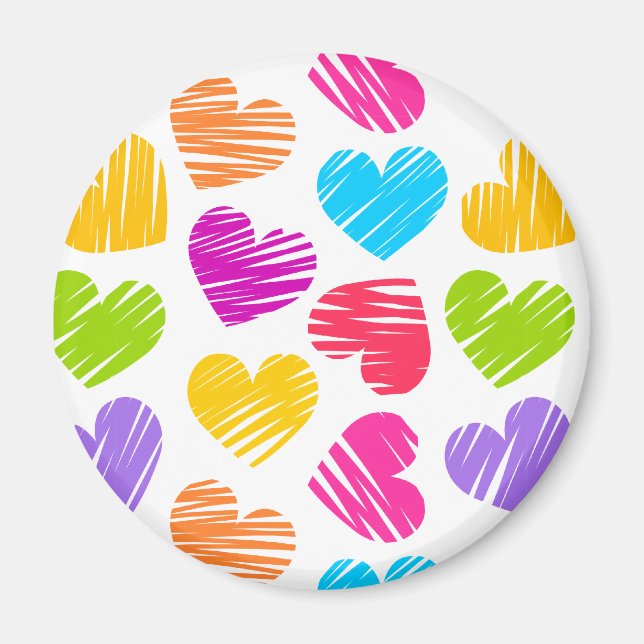 Girly pastel kärlek hjärtan mönster magnet (Framsidan)