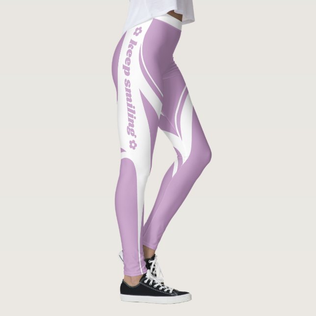 Girly Pastel Lila White Heart Butt Slogan Leggings (Höger)