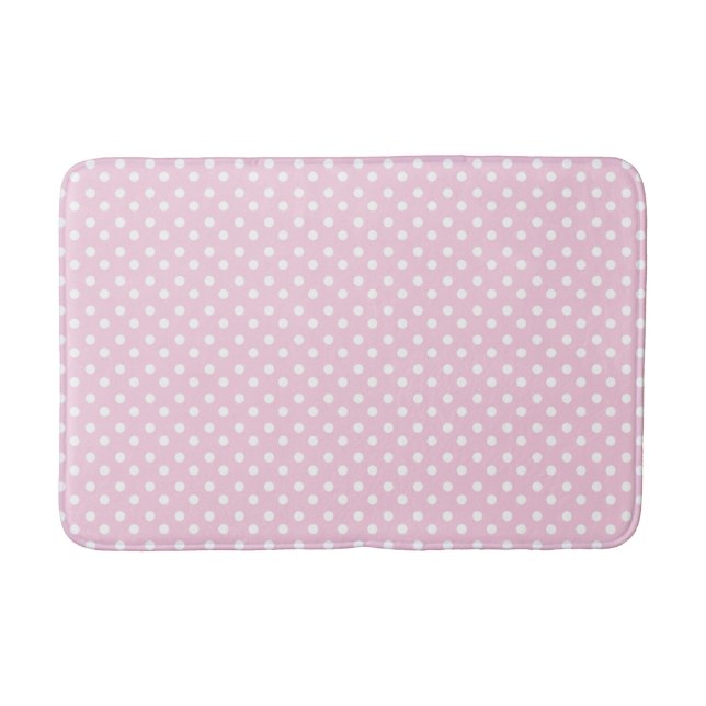 Girly Pastel Rosa med White Polka dots Badrumsmatta (Framsidan)