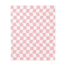 Girly Pastel Rosa White Vågigt Checker Mönster