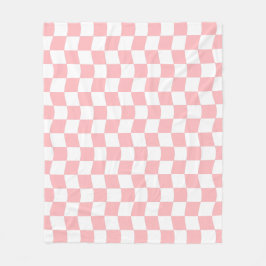 Girly Pastel Rosa White Vågigt Checker Mönster Fleecefilt