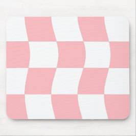 Girly Pastel Rosa White Vågigt Checkerboard Mönste Musmatta