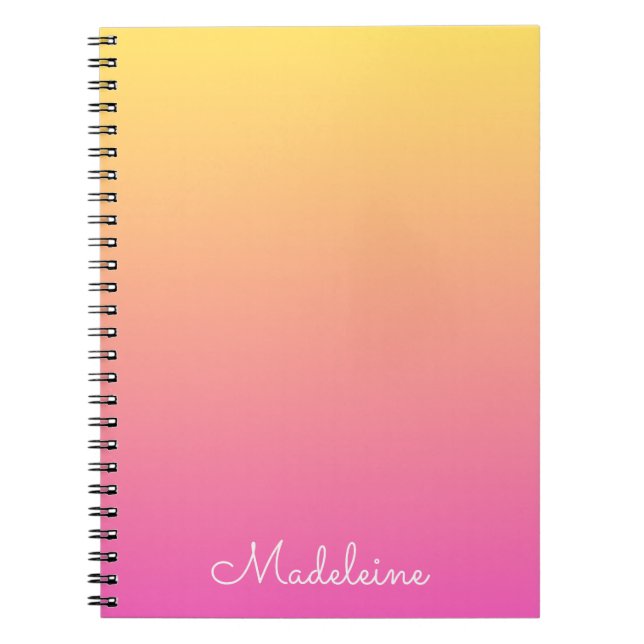 Girly Pastel Yellow and Pink Gradient Notebook Anteckningsbok (Framsidan)