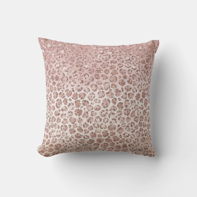 Girly  Peach Cream Leopard Skriv ut Glitter Kudde (Framsida)