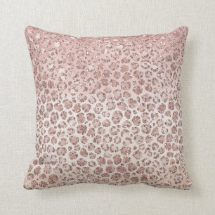Girly Peach Cream Leopard Skriv ut Glitter Kudde