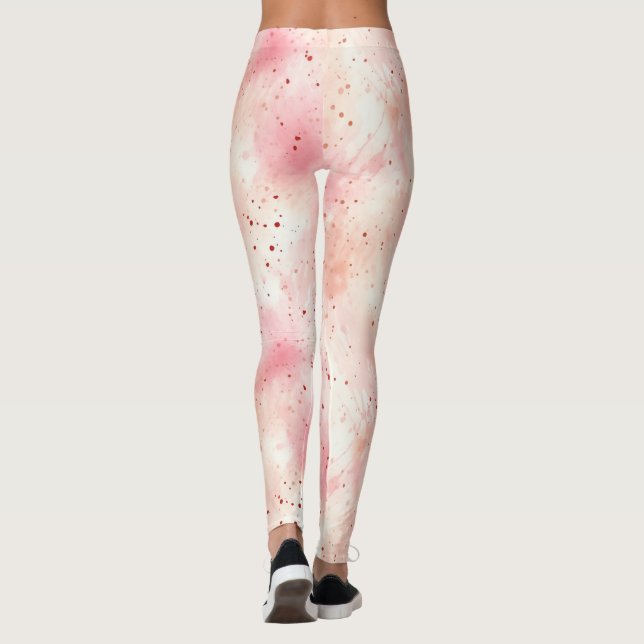 Girly Peach Rosa Abstrakt Leggings (Baksida)