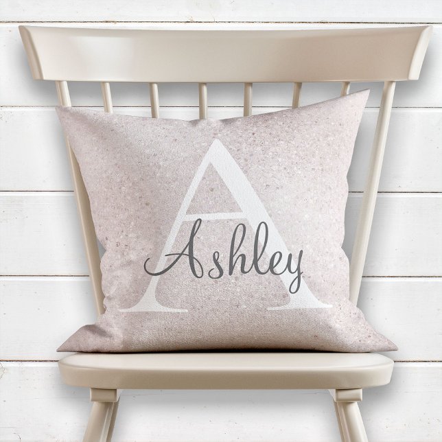 Girly Pearl Gnistra Monogram Namn Kudde (Skapare uppladdad)