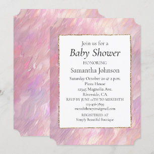 Girly Pearl Rosa babystövel Inbjudningar