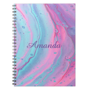Girly Personlig Rosa och Blue Swirls Anteckningsbok