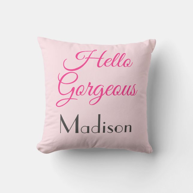 Girly Personlig Söt Rosa Hej Gorgous Namn Kudde (Framsida)