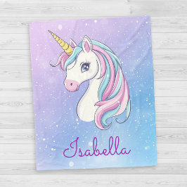Girly Personlig Whimsical Unicorn Gnistra Fleecefilt
