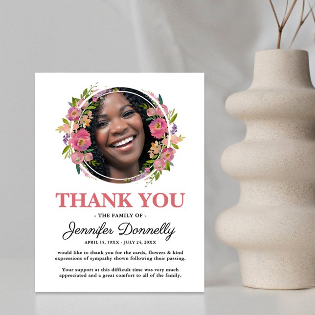 Girly Photo Funeral Tack Kort (Skapare uppladdad)