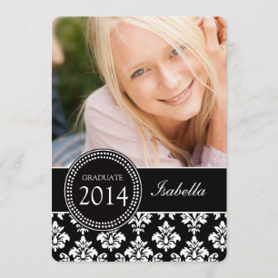 GIRLY PHOTO GRAD INBJUDAN  SVART VITTDAMASK