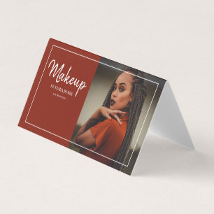Girly Photo Makeup Artist White Script Type Visitkort