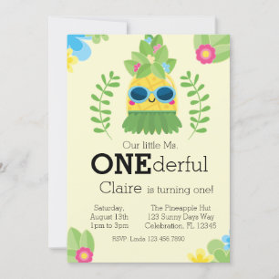 Girly Pineapple Ms Onederful First Inbjudningar