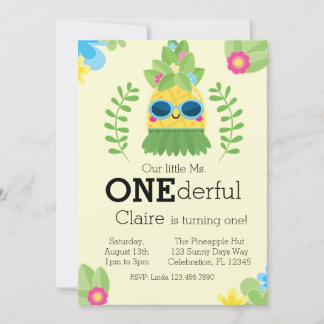 Girly Pineapple Ms Onederful First Inbjudningar