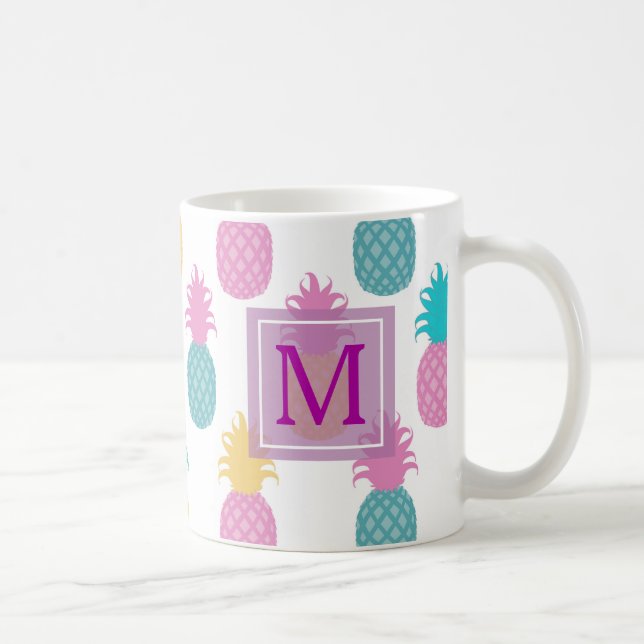 Girly Pineapples Monogram Kaffemugg (Höger)
