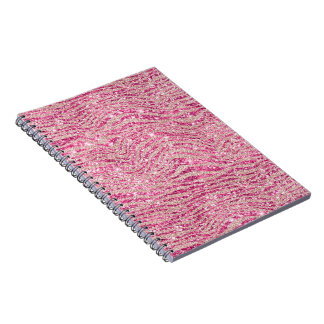 Girly Pink and Blush Glitter Zebra Anteckningsbok