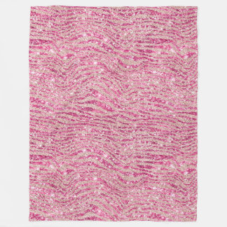Girly Pink and Blush Glitter Zebra Fleecefilt