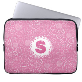 Girly Pink Berry Strawberry Cherry Modern. Laptop Fodral