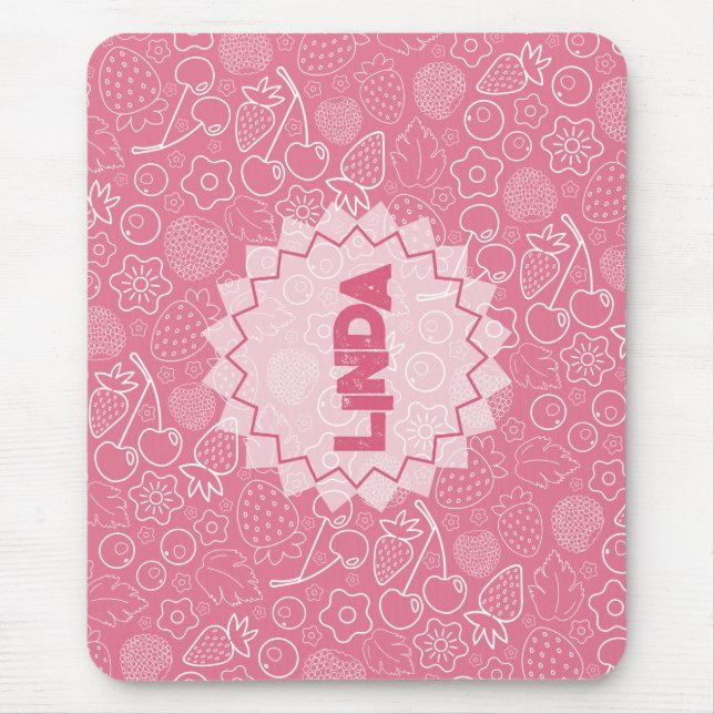 Girly Pink Berry Strawberry Cherry Modern. Musmatta (Framsidan)