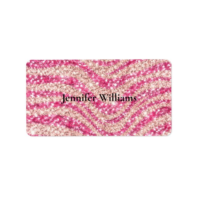 Girly Pink Blush Glitter Zebra Pattern             Adressetikett (Framsidan)