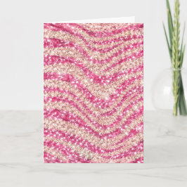 Girly Pink Blush Glitter Zebra Pattern Kort