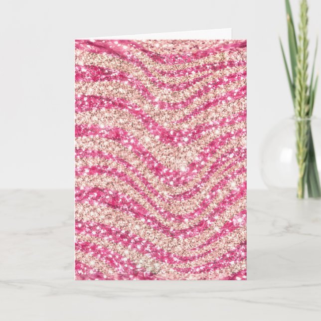 Girly Pink Blush Glitter Zebra Pattern             Kort (Framsida)