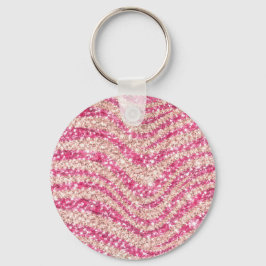 Girly Pink Blush Glitter Zebra Pattern Nyckelring