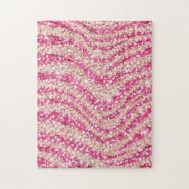 Girly Pink Blush Glitter Zebra Pattern Pussel