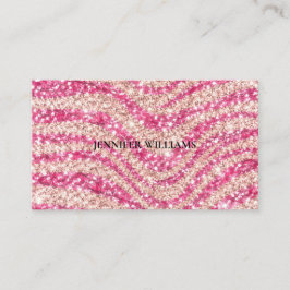 Girly Pink Blush Glitter Zebra Pattern Visitkort
