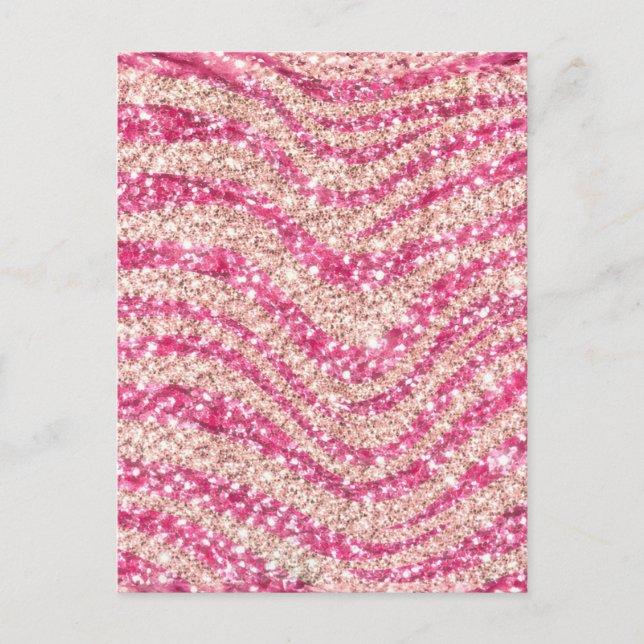 Girly Pink Blush Glitter Zebra Pattern             Vykort (Framsida)