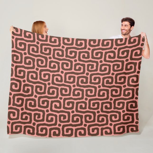 girly pink &brown Abstract pattern Fleecefilt (På plats)