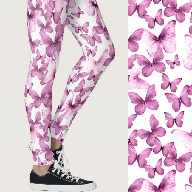 Girly Pink Butterflies Whimsical Patterned Leggings (Skapare uppladdad)