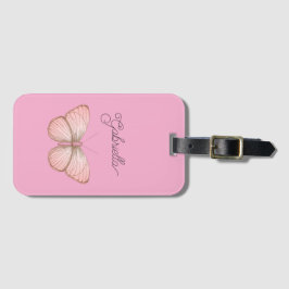 Girly Pink Butterfly Bagagebricka