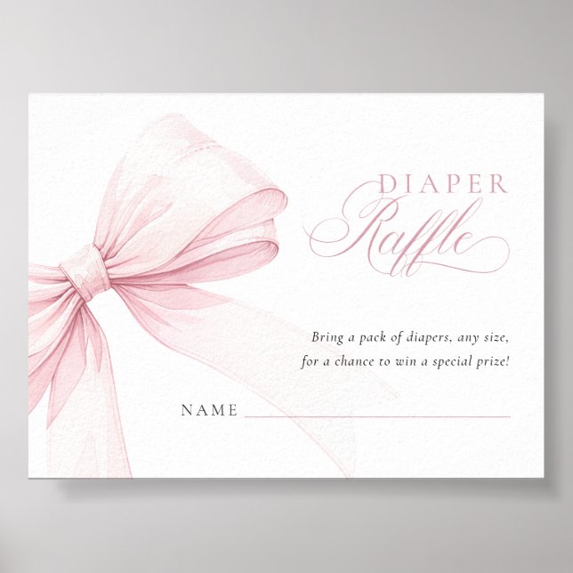 Girly Pink Diaper Raffle - Digital Download Card Poster (Framsidan)