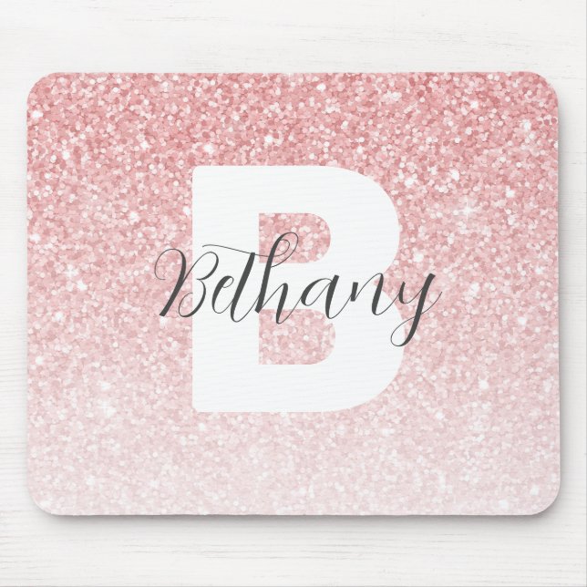 Girly Pink Glitter Sparkles Monogram Script Name Musmatta (Framsidan)