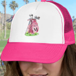 Girly Pink Initial Monogram Keps<br><div class="desc">This bright pink and white trucker hat features a stylish pink watercolor golf bag filled with clubs, sitting on a patch of green grass. The design includes a simple serif initial monogram placed right on the bag, making it feel like a natural part of the artwork. The letter is shown...</div>