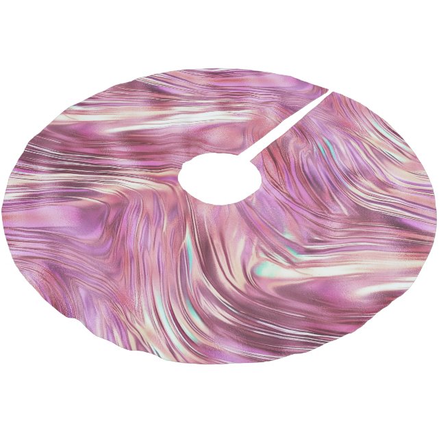 Girly Pink Pearl Rose Gold Glam Julgransmatta Borstad Polyester (Vinklad)