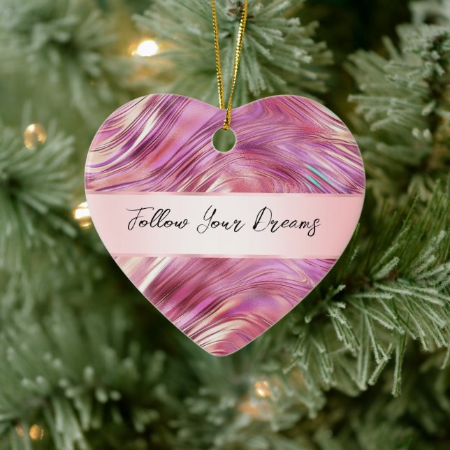 Girly Pink Pearl Rose Gold Glam Julgransprydnad Keramik (Träd)