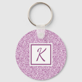 Girly Pink Sparkle Monogrammed Nyckelring