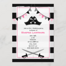 Girly Pirat Födelsedagsfest inbjudan