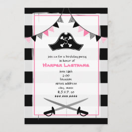 Girly Pirat Födelsedagsfest inbjudan